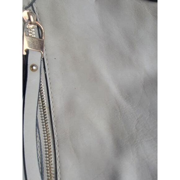 Moda Luxe Light Grayish Color Genuine Leather Hobo Bag Purse Handbag Tote READ - Picture 3 of 16